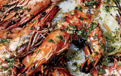 Barbeque Prawns with Chilli, Red Onion and Lemon